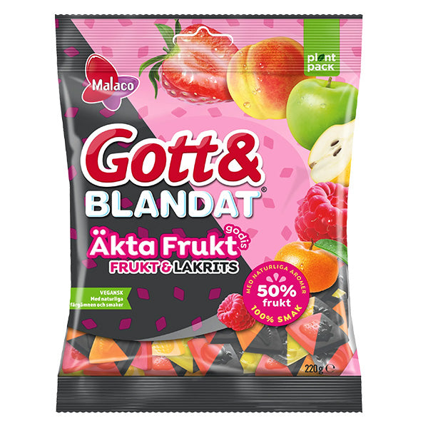 Malaco Gott & Blandat Original Fruit Candy Fruit & Licorice 220g