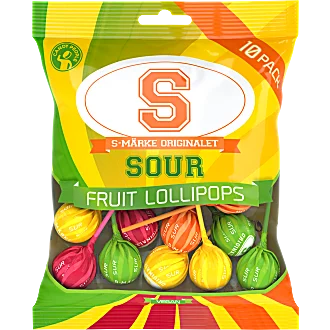 S-Märke Sour Fruit Lollies 130g